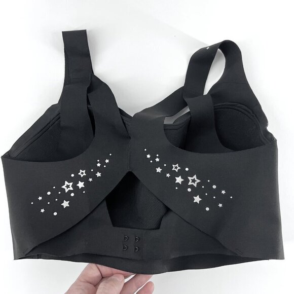 Victoria's Secret Angel Max Black Silver Stars‎  Sport Workout Bra Sz 34 DDD - Picture 3 of 11
